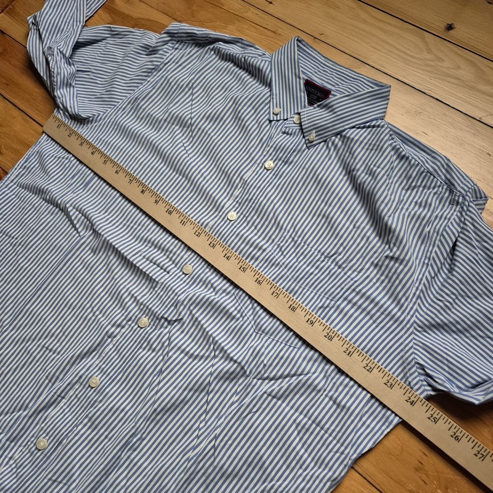 Untuckit Performance Shirt Mens Large Button Up Nylon Blue Stripe Preppy School - Picture 5 of 8